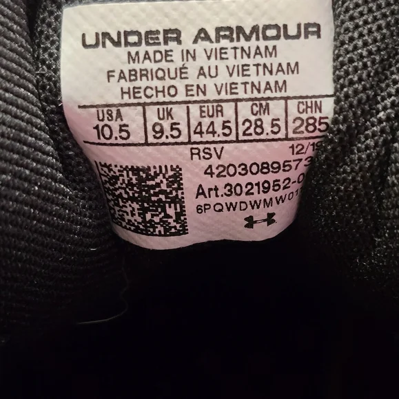 Under Armour Charged Assert Black White Sneakers 10.5 - Picture 8 of 8